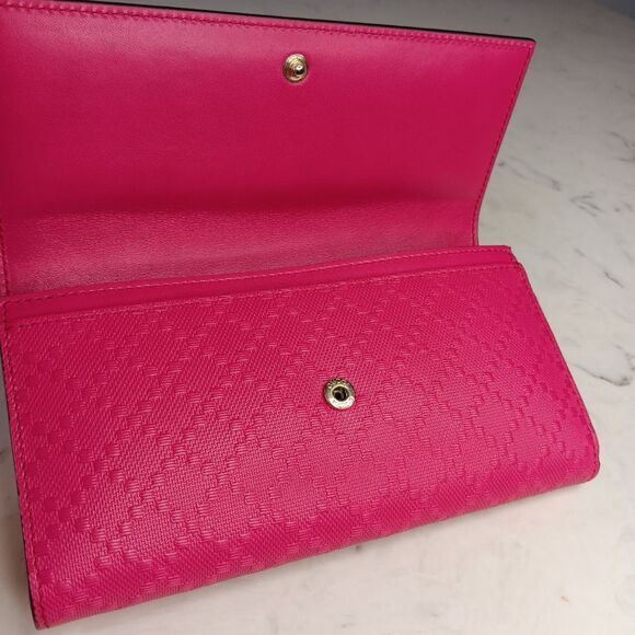 Gucci Pink Diamante Leather Long Bi-Fold Wallet W/Box - Picture 6 of 13